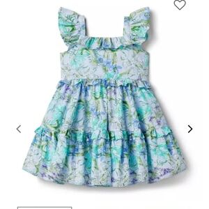 Janie and Jack Floral Ruffle Dress in Gray and Blue